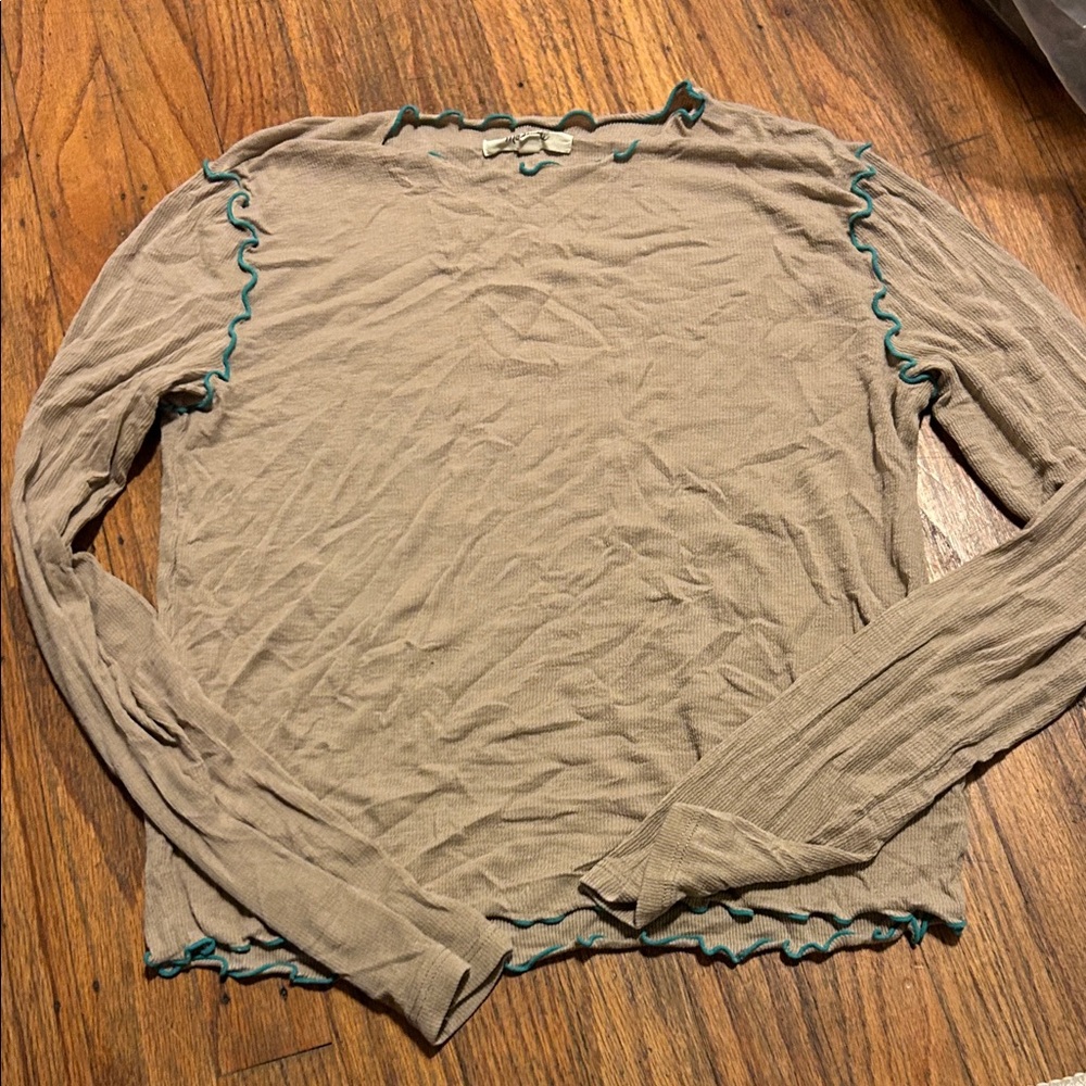 Madewell Long Sleeve Top with Teal Trim